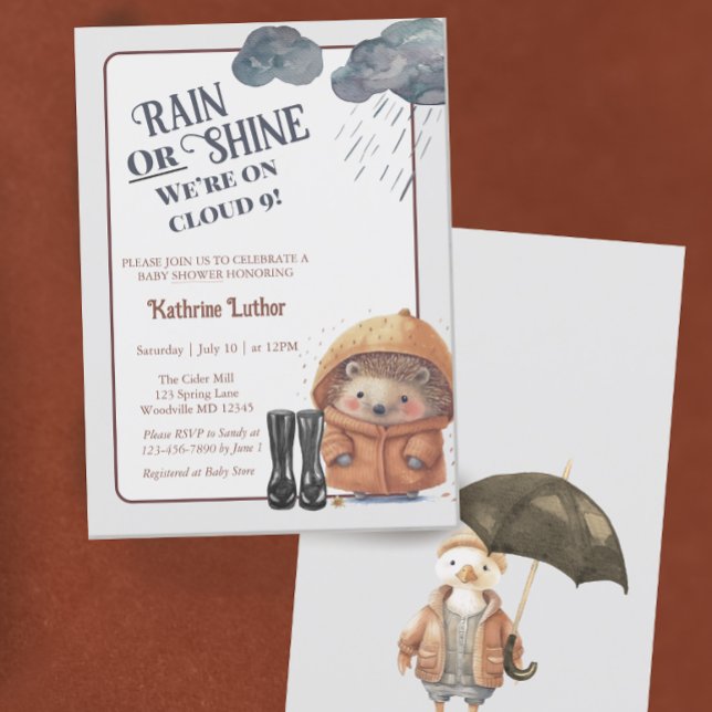 Convite Chá de fraldas Cloud Nine Woodland Hedgehog (Criador carregado)