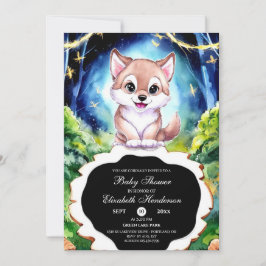 Convite Chá de fraldas Colorida do Lobo Florestal