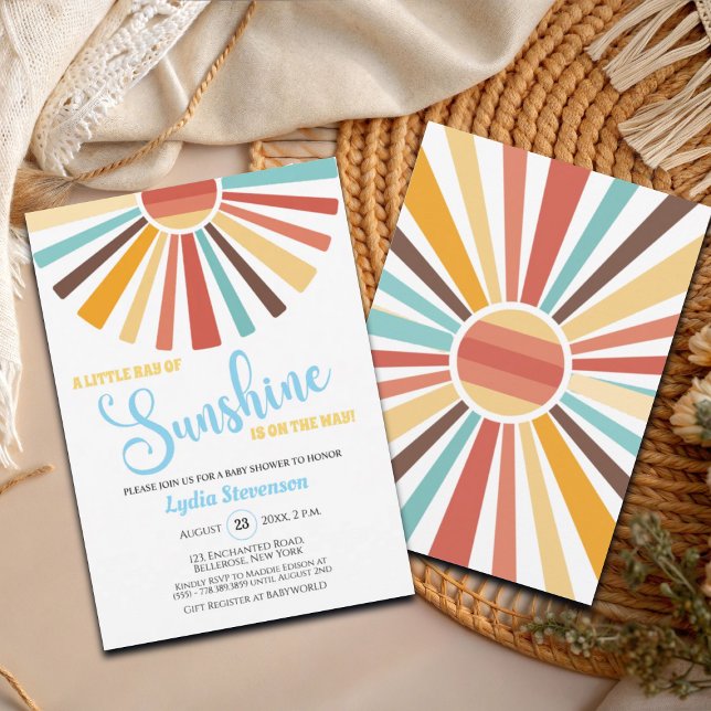 Convite Chá de fraldas Colorida Sunshine Boho (Criador carregado)