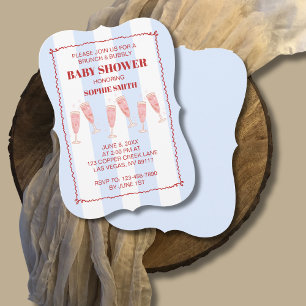 Convite Chá de fraldas com borda vermelha de faixa azul Br