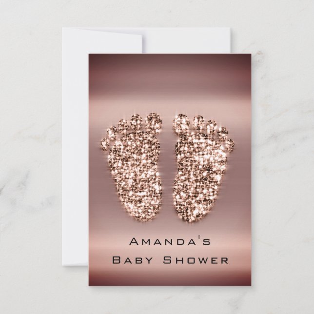 Convite Chá de fraldas com brilho brilhante Rosa com incli (Verso)