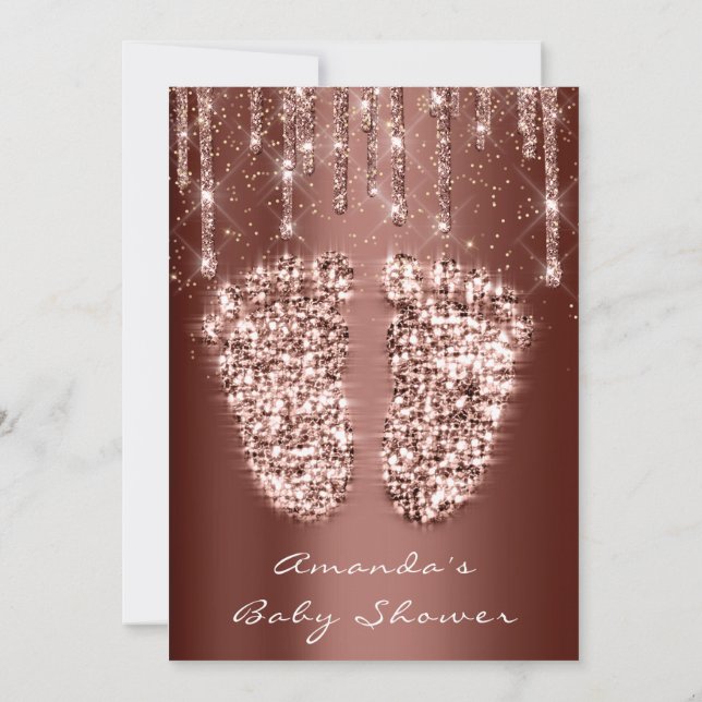 Convite Chá de fraldas Com Brilho Dourado Garota Gama Cast (Verso)