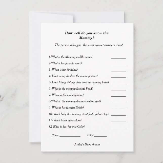 Convite Chá de fraldas Como você conhece a mamãe a ser (Frente)