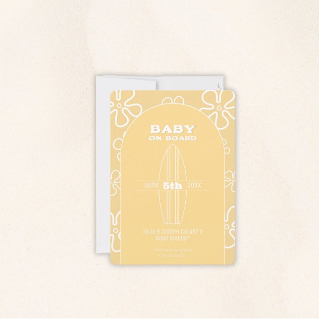 Convite Chá de fraldas Conselho surf - Personalizado Sexo  (Baby on Board Gender Neutral Shower)