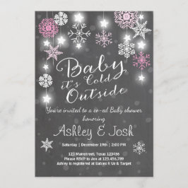 Convite Chá de fraldas convida bebê está frio fora Garota
