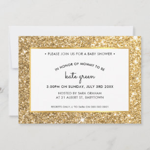 Convite CHÁ DE FRALDAS CONVIDA brilho dourado glamouroso