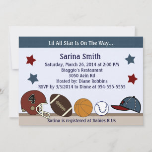 Convite Chá de fraldas/Convites de aniversário MVP/Sport