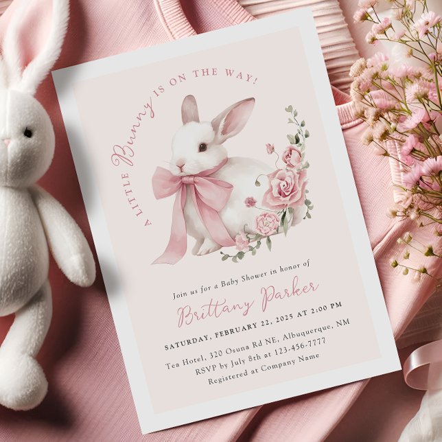 Convite Chá de fraldas Coquette Bunny (Criador carregado)
