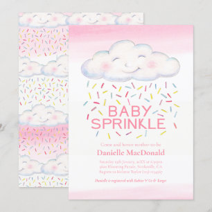 Convite chá de fraldas cor-de-água cor rosa salpicado na