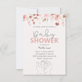 Convite Chá de fraldas Cor-de-Água Rosa