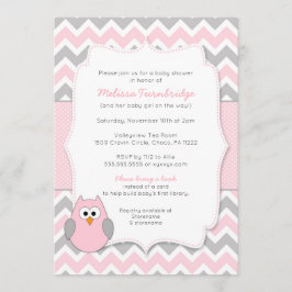 Convite Chá de fraldas cor-de-rosa da coruja com pedido do
