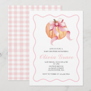 Convite Chá de fraldas cor-de-rosa Xadrez