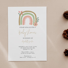 Convite Chá de fraldas Cotovelo-Arco-Íris Flores Terras