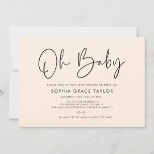 Convite Chá de fraldas Creme Moderno Boho Sexo Neutro