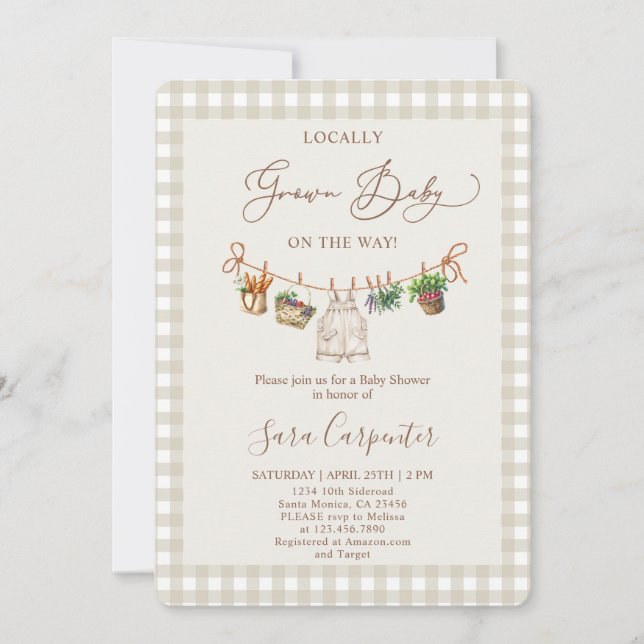 Convite Chá de fraldas crescido localmente (Frente)