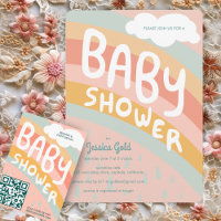CHÁ DE FRALDAS Cute Nuvens Arco-Íris Personalizado