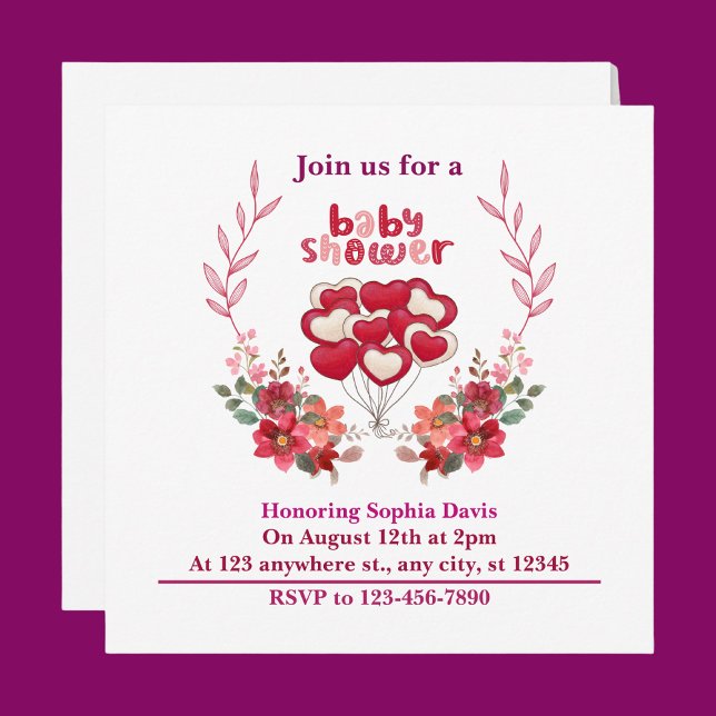 Convite Chá de fraldas Cute Personalizado (Criador carregado)