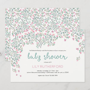 Convite Chá de fraldas da aguarela do Bougainvillea