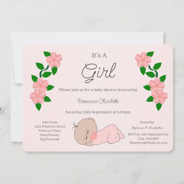 Convite Chá de fraldas da Baby Girl (Frente)