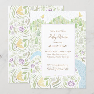 Convite Chá de fraldas da borboleta do ouro