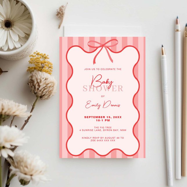 Convite Chá de fraldas da borda traseira Whimsical (Criador carregado)