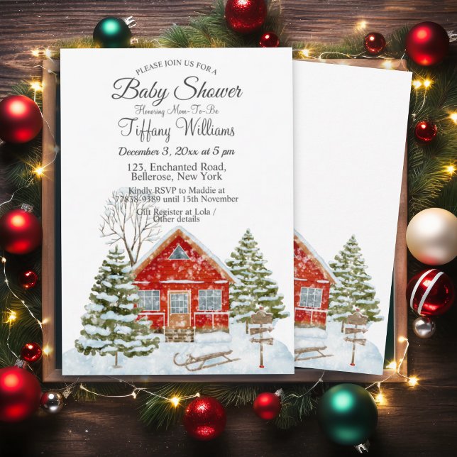 Convite Chá de fraldas da Casa Vermelha da Paisagem de Inv (Criador carregado)