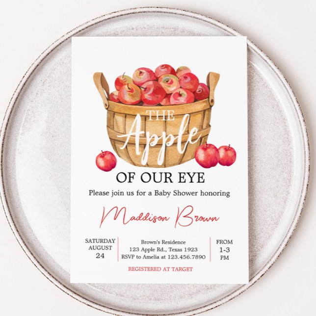Convite Chá de fraldas da Cesta da Apple (Fall Apple Baby Shower Invitation)