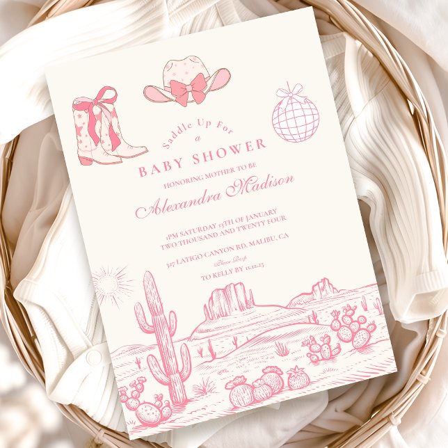 Convite Chá de fraldas da Cowgirl Disco (Criador carregado)