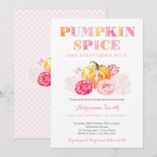 Convite chá de fraldas da especiaria da abóbora, xadrez 