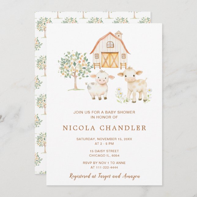 Convite Chá de fraldas da Fazenda (Frente/Verso)