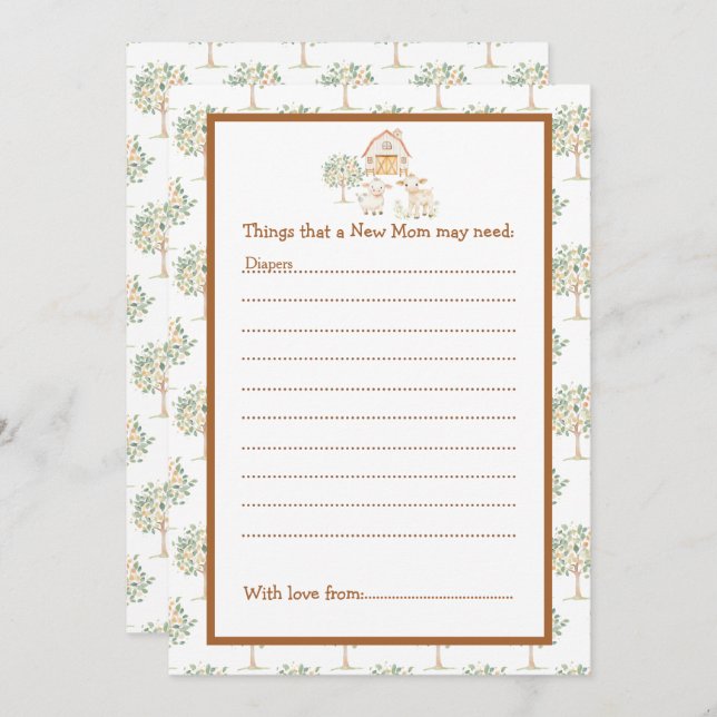 Convite Chá de fraldas da Fazenda (Frente/Verso)