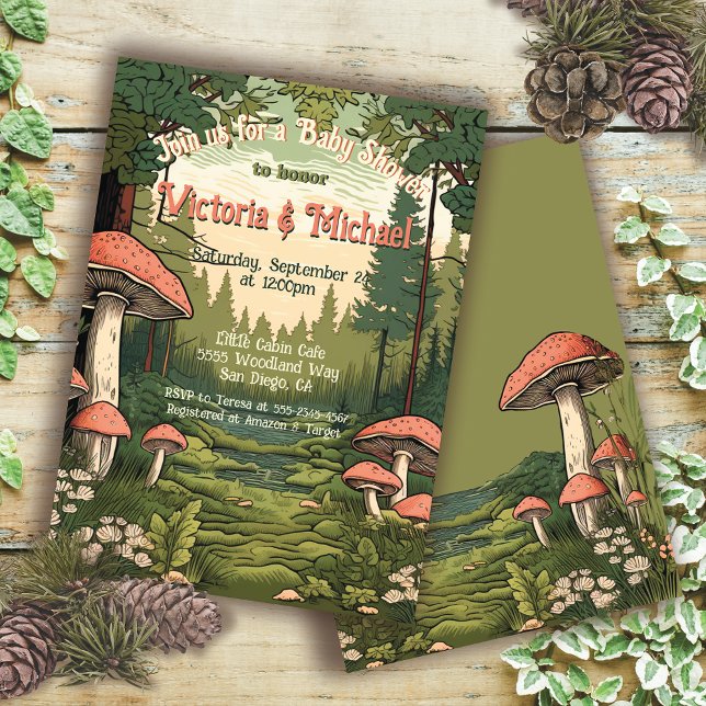 Convite Chá de fraldas da floresta Toadstool (Criador carregado)