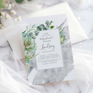 Convite Chá de fraldas da folha de prata das hortaliças