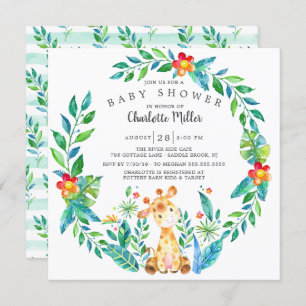 Convite Chá de fraldas da Girafa Selva