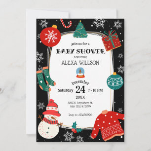 Convite Chá de fraldas da maravilha do Natal negro