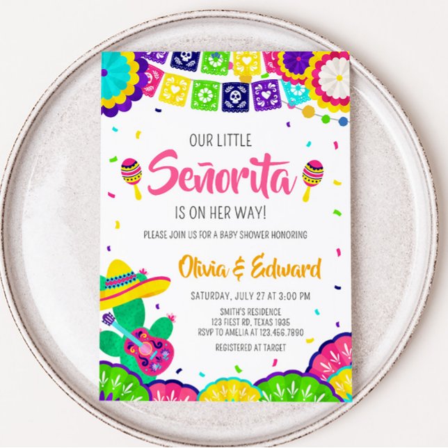 Convite Chá de fraldas da pequena senhorita Fiesta (Mexican Baby Shower Invitation)