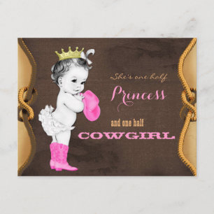 Convite Chá de fraldas da Princesa Cowgirl Rosa