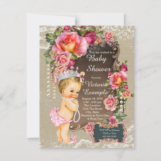 Convite Chá de fraldas da Princesa de Raiva (Frente)