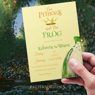 Convite Chá de fraldas da Princesa Elegante Amarela e Verd