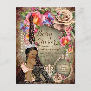 Convite Chá de fraldas da Princesa Étnica Vintage em Paris