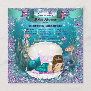 Convite Chá de fraldas da princesa Menina da sereia