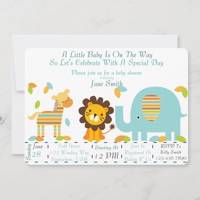 Convite Chá de fraldas da Selva (Garoto) (Frente)