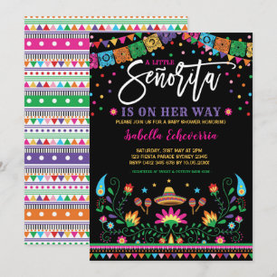 Convite Chá de fraldas da senhorita Fiesta mexicana vibran