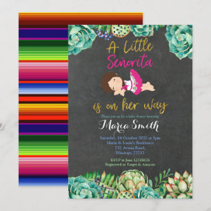 Convite Chá de fraldas da Senhorita Green Cactus Fiesta B