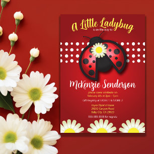 Convite Chá de fraldas Daisy Ladybug - Tema Vermelho e Neg