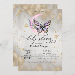 Convite Chá de fraldas das Estrelas Celestiais da Lua da B