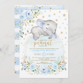 Convite Chá de fraldas das Estrelas da Lua Dourada Azul