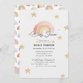 Convite Chá de fraldas das Estrelas do Arco-Íris Rosa