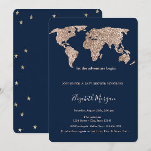 Convite Chá de fraldas das Estrelas do Mapa Mundial de Li