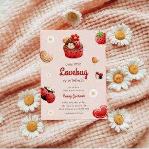 Convite Chá de fraldas das Flores do Cupcake Ladybug